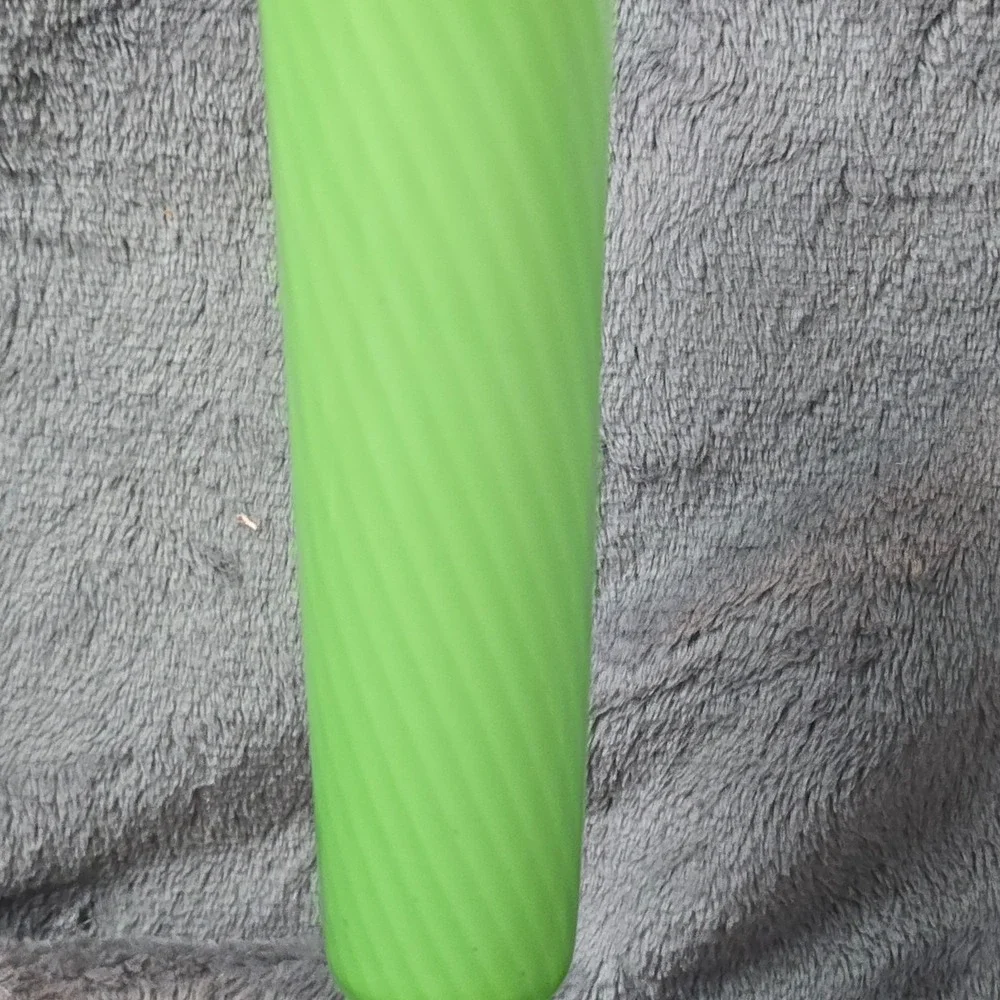 Vintage Green Cased Glass Bud Vase Swirl Stripe Satin Bulbous Base Empoli Style
